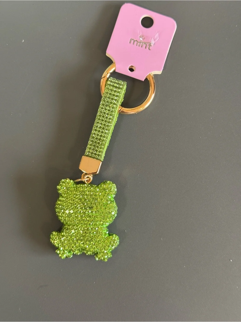 Mint Rhinestone Frog Keychain Bag Charm NWT